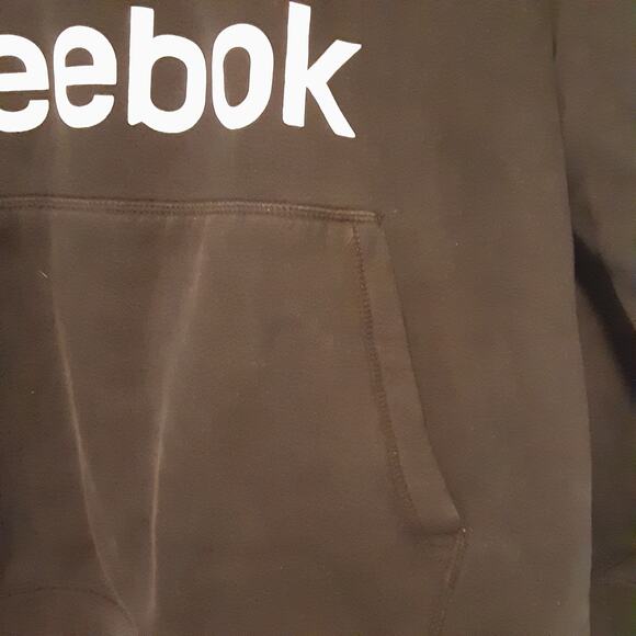 Reebok Men Hoodie Hooded Sweatshirt Black White Gray Size Large - Picture 3 of 8